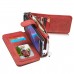 Samsung Galaxy S7 Edge - CaseMe Vintage 2 in 1 PU Leather Flip Zipper Wallet Protective Cover Case - Red